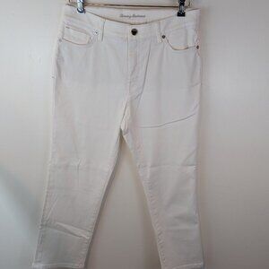 Tommy Bahama White Ellla Twill High Rise Crop Jeans, Sz 8/24